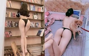 สาวสวยพอใจกับด้านบน